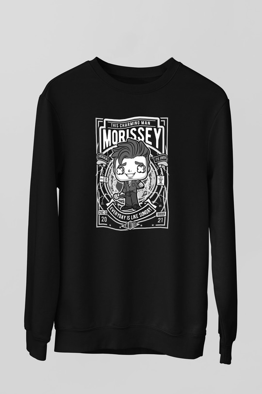 Morissey Baskılı Unisex Siyah Sweatshirt