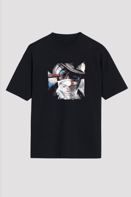 Mos Def Baskılı Unisex Oversize Siyah Tişört