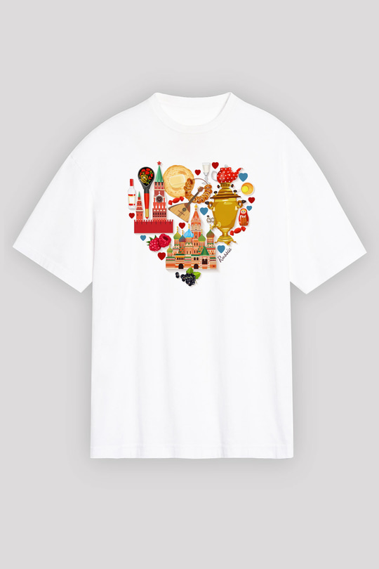 Moskova Kremlini Beyaz Unisex Oversize Tişört T-Shirt