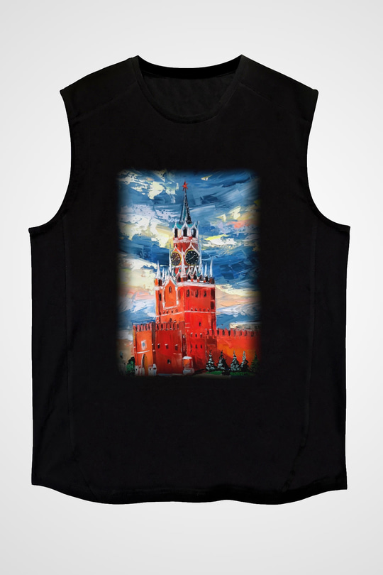 Moskova Kremlini Siyah Unisex Kolsuz Tişört