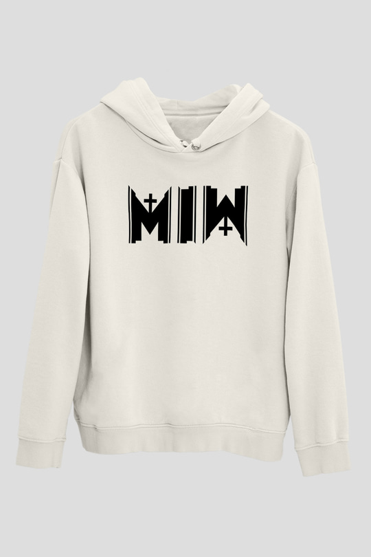 Motionless in White Baskılı Beyaz Unisex Kapüşonlu Sweatshirt