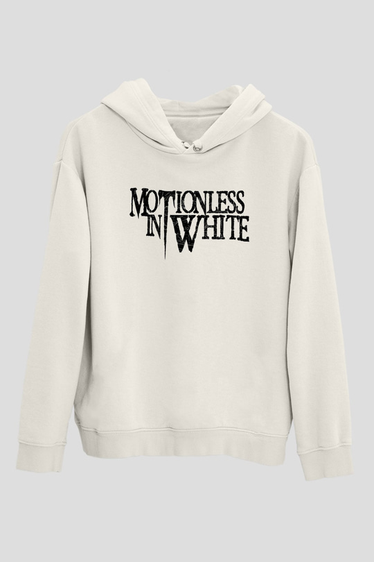 Motionless in White Baskılı Beyaz Unisex Kapüşonlu Sweatshirt
