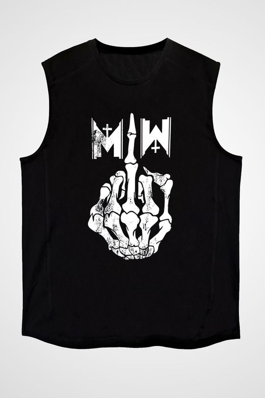 Motionless in White Baskılı Unisex Siyah Kolsuz Tişört - Tshirt