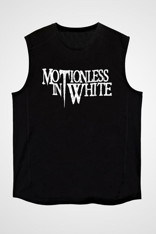 Motionless in White Baskılı Unisex Siyah Kolsuz Tişört - Tshirt