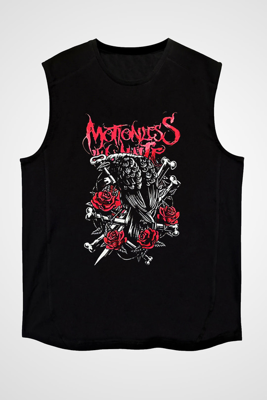 Motionless in White Baskılı Unisex Siyah Kolsuz Tişört - Tshirt