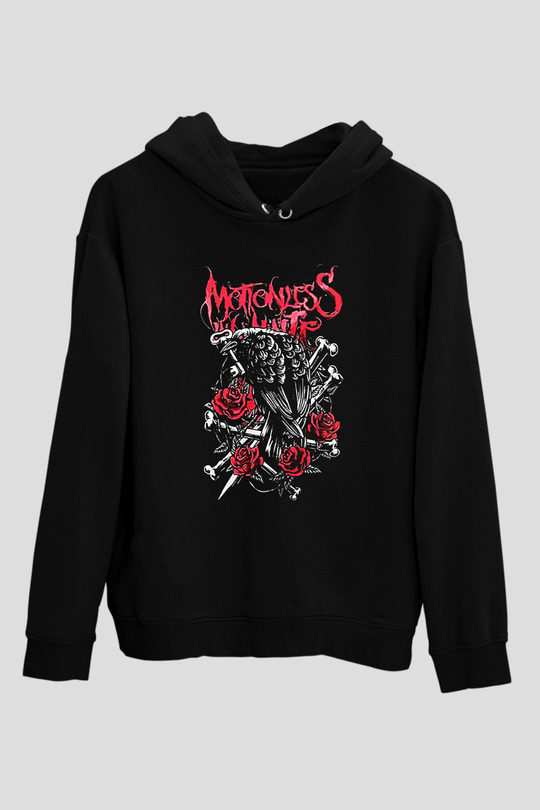 Motionless in White Baskılı Unisex Siyah Kapüşonlu Sweatshirt