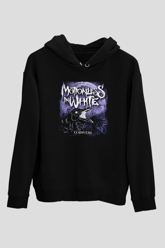 Motionless in White Baskılı Unisex Siyah Kapüşonlu Sweatshirt
