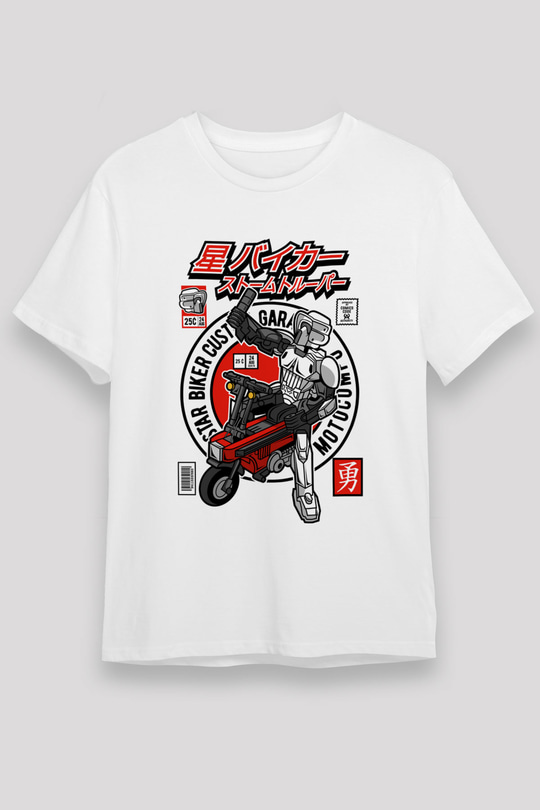 Motocompo Baskılı Unisex Beyaz Tişört