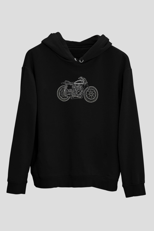 Motor Sporları - Motor sports Baskılı Unisex Siyah Hoodie