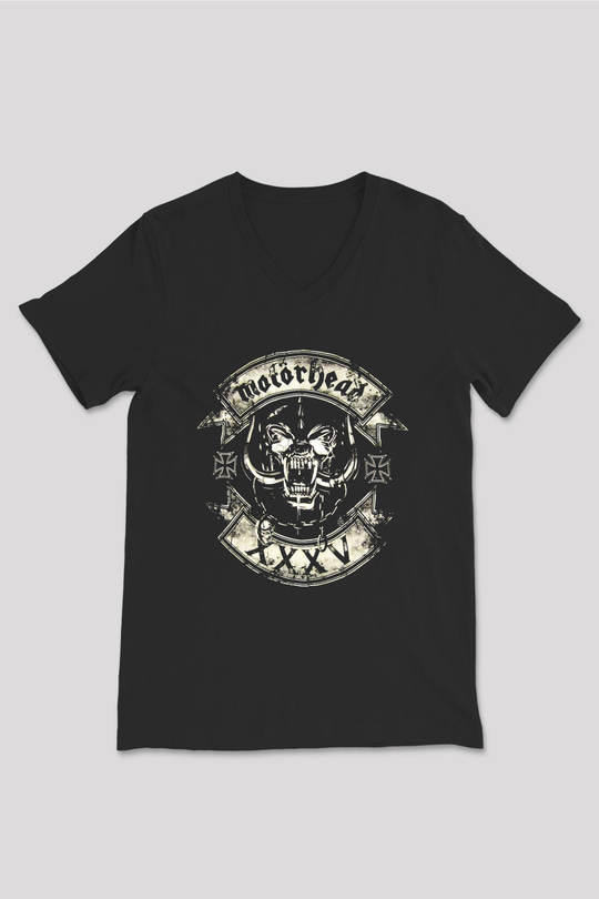 Motörhead Siyah Unisex V Yaka Tişört T-Shirt