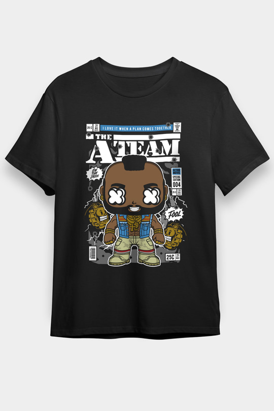Mr T Baskılı Unisex Siyah Tişört