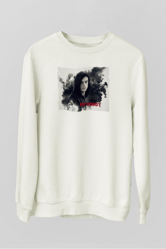 Mr. Robot Beyaz Unisex Sweatshirt