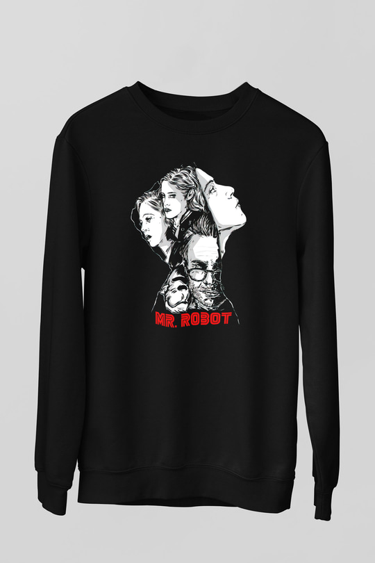 Mr. Robot Siyah Unisex Sweatshirt