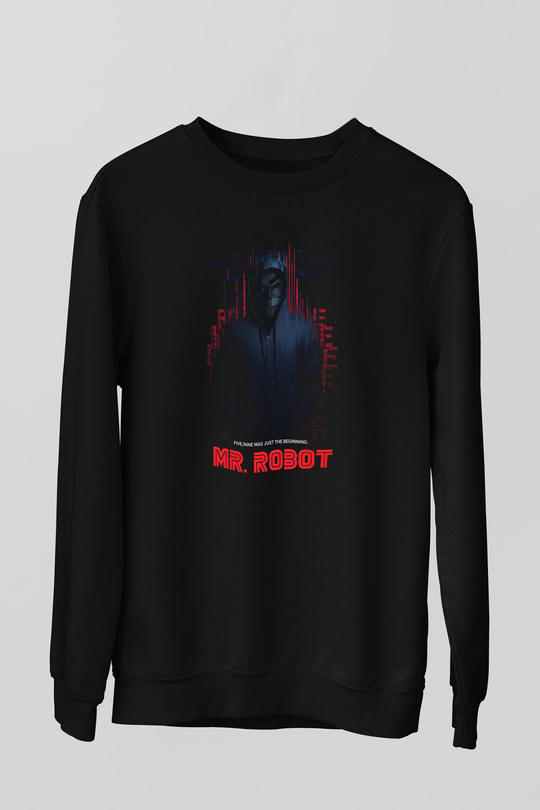 Mr. Robot Siyah Unisex Sweatshirt
