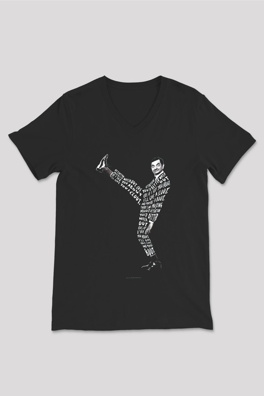 Mr.Bean Siyah Unisex  V Yaka Tişört