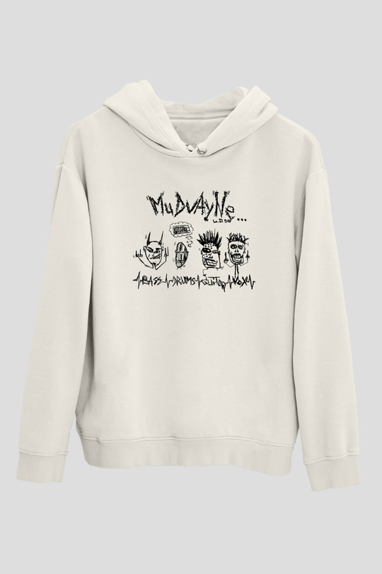 Mudvayne Baskılı Beyaz Unisex Kapüşonlu Sweatshirt