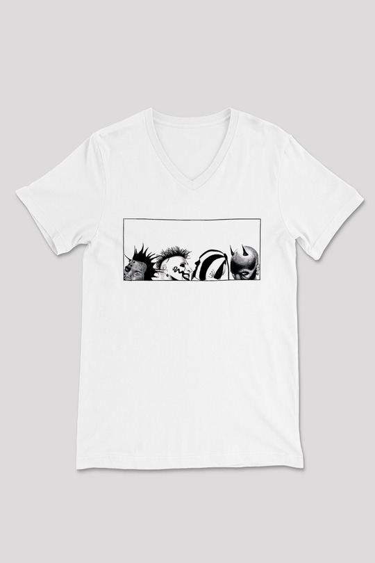 Mudvayne Baskılı Beyaz Unisex V Yaka Tişört - Tshirt