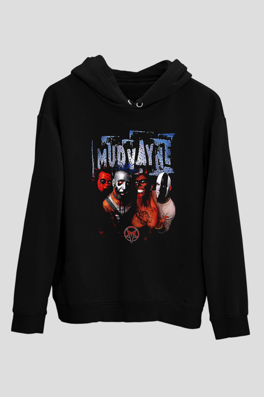 Mudvayne Baskılı Unisex Siyah Kapüşonlu Sweatshirt