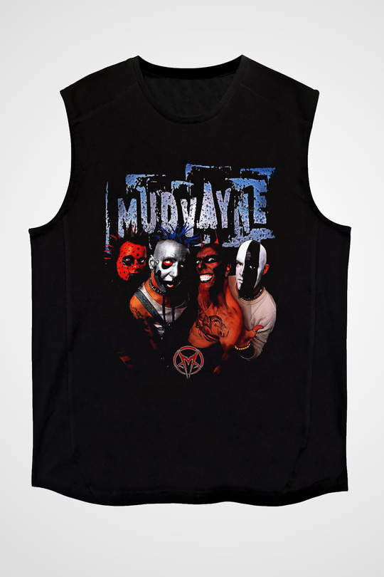 Mudvayne Baskılı Unisex Siyah Kolsuz Tişört - Tshirt