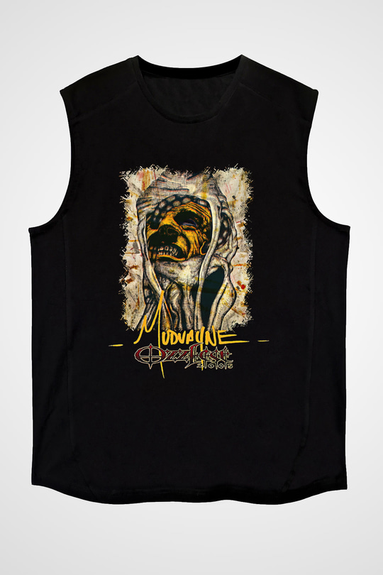 Mudvayne Baskılı Unisex Siyah Kolsuz Tişört - Tshirt