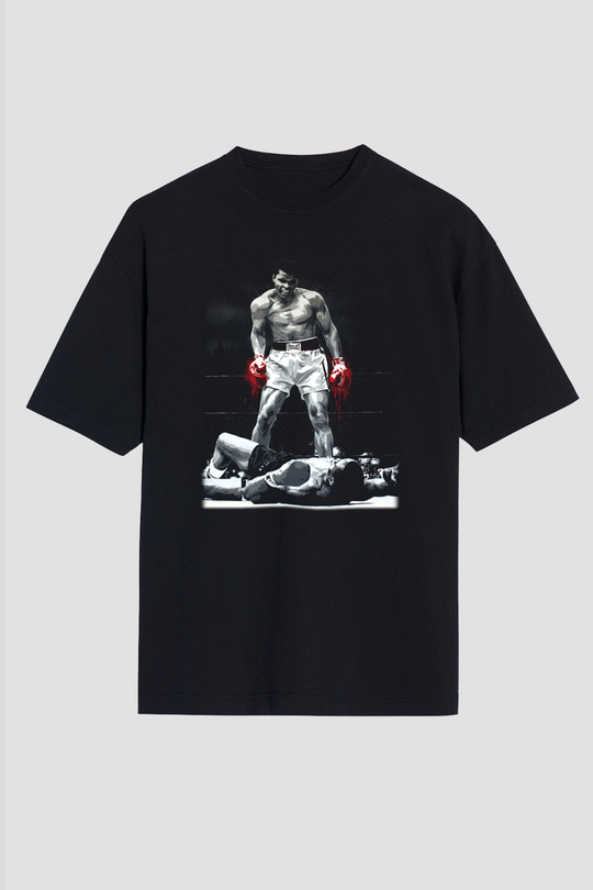 Muhammed Ali Siyah Unisex Oversize Tişört T-Shirt