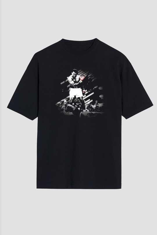Muhammed Ali Siyah Unisex Oversize Tişört T-Shirt