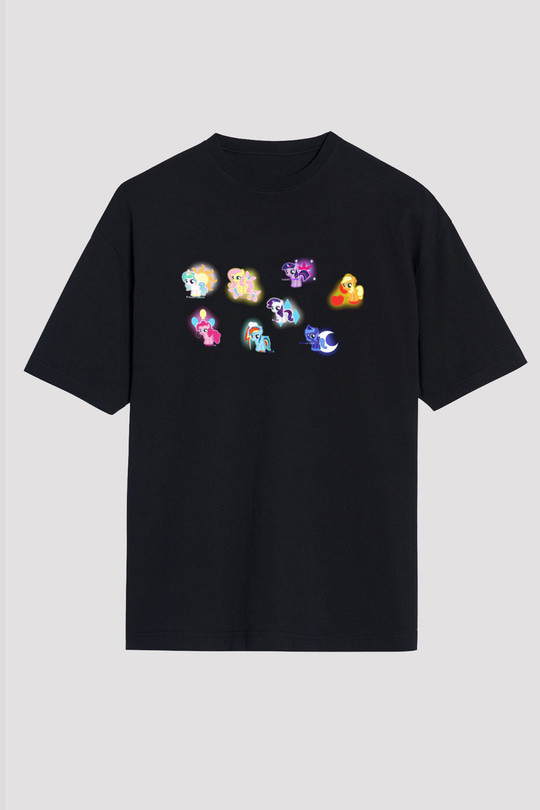My Little Pony Siyah Unisex Oversize Tişört