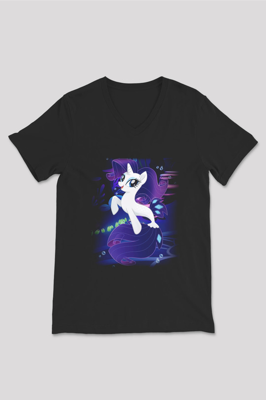 My Little Pony Siyah Unisex V Yaka Tişört