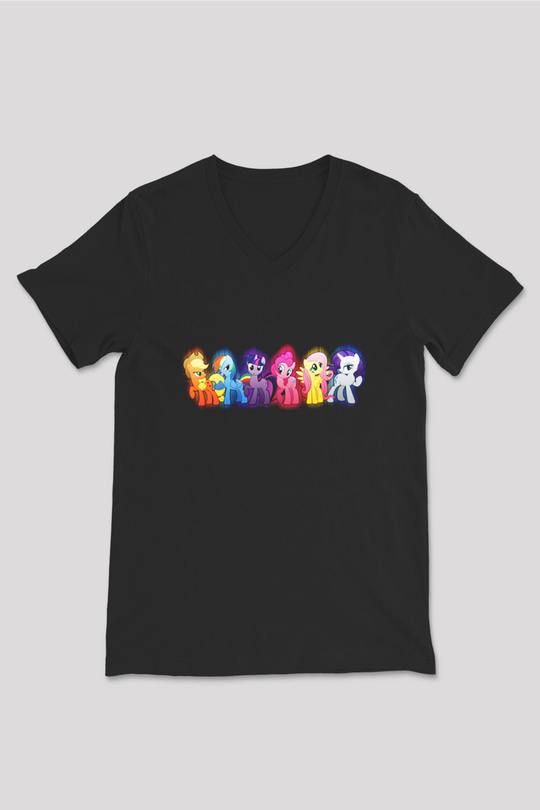 My Little Pony Siyah Unisex V Yaka Tişört