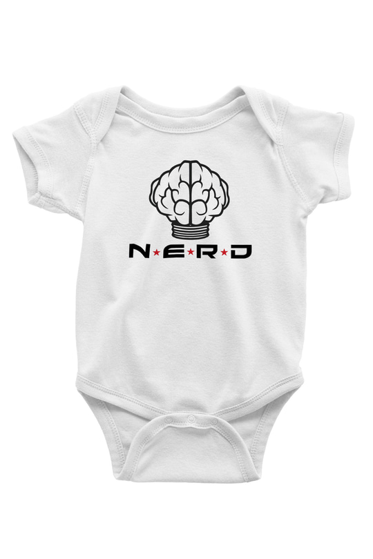 N.E.R.D Baskılı Beyaz Unisex Bebek Body - Zıbın