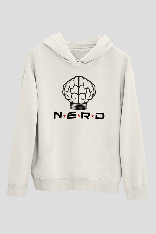 N.E.R.D Beyaz Unisex Kapşonlu Sweatshirt