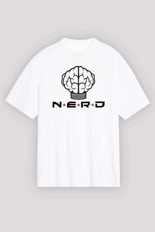 N.E.R.D Beyaz Unisex Oversize Tişört T-Shirt