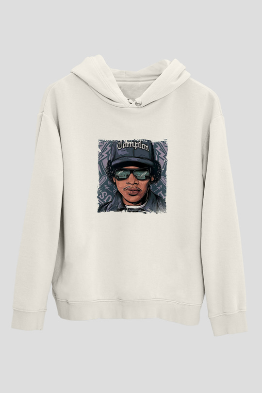 N.W.A Baskılı Unisex Beyaz Kapüşonlu Sweatshirt