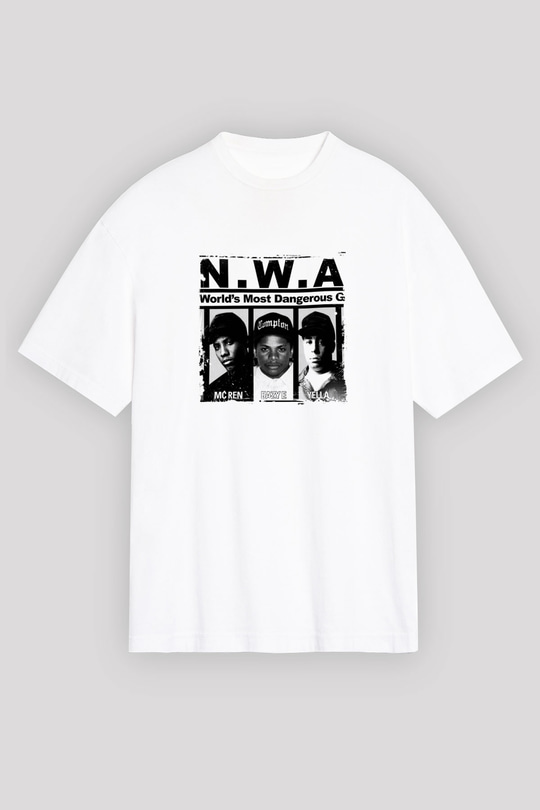 N.W.A Baskılı Unisex Beyaz Tişört