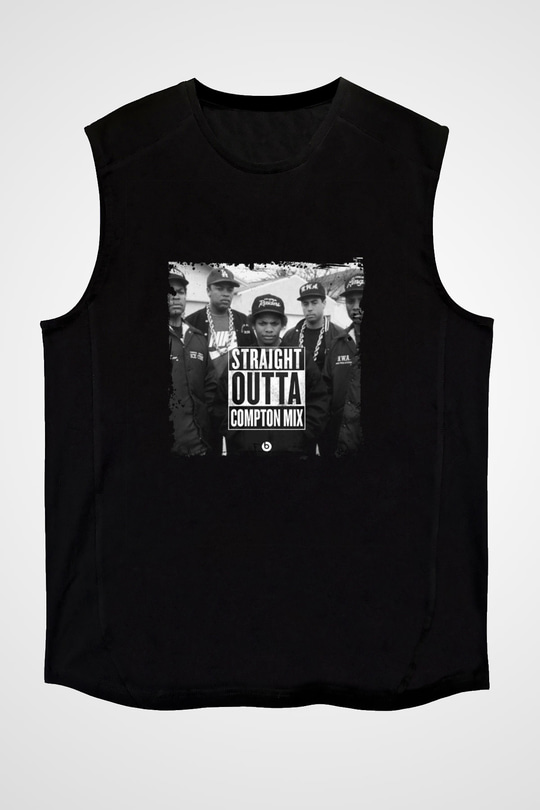 N.W.A Baskılı Unisex Siyah Kolsuz Tişört