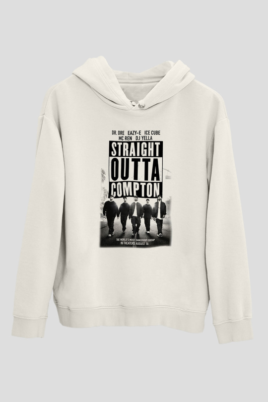N.W.A Beyaz Unisex Kapşonlu Sweatshirt