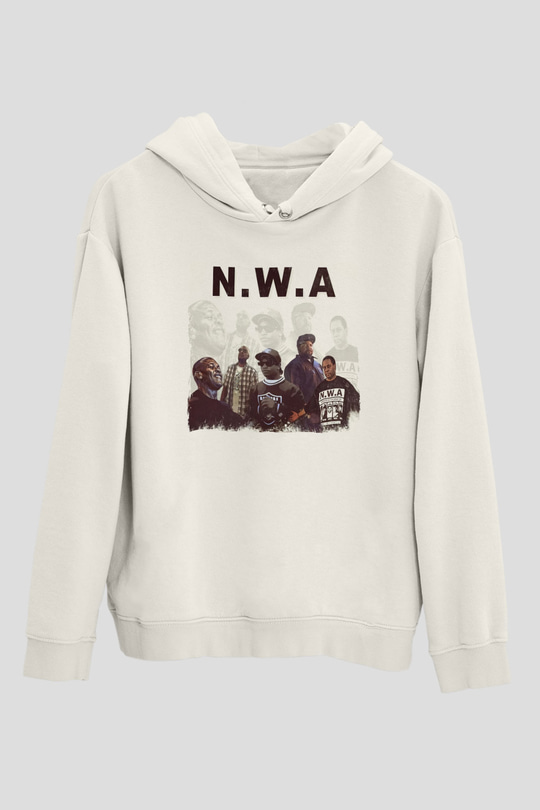 N.W.A Beyaz Unisex Kapüşonlu Sweatshirt