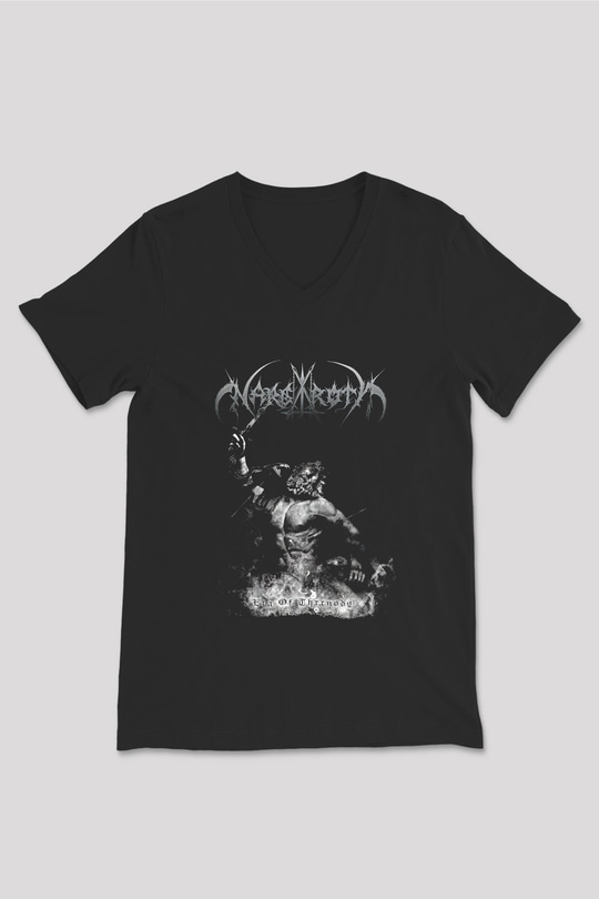 Nargaroth Baskılı Unisex Siyah V Yaka Tişört - Tshirt
