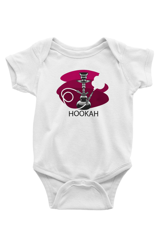 Nargile Baskılı Beyaz Unisex Bebek Body - Zıbın