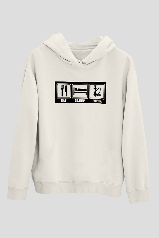 Nargile Beyaz Unisex Kapşonlu Sweatshirt