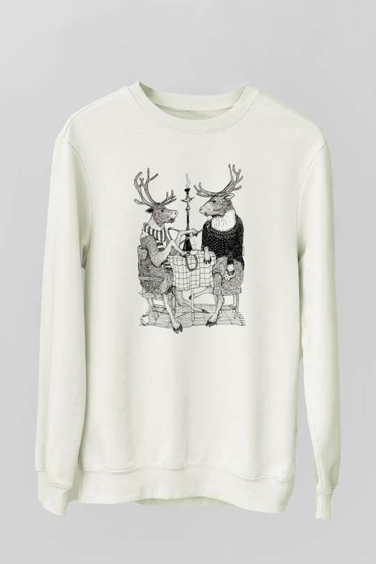 Nargile Beyaz Unisex Sweatshirt