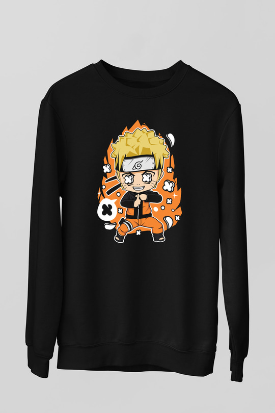 Naruto Baskılı Unisex Siyah Tshirt