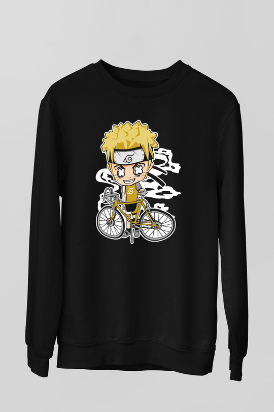 Naruto Bicycle Baskılı Siyah Unisex Tshirt