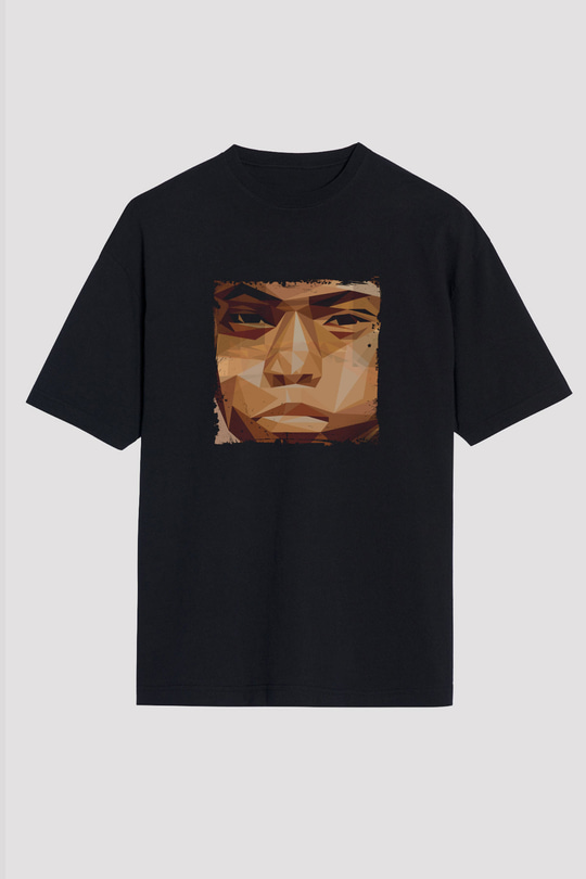 Nas Baskılı Unisex Oversize Siyah Tişört