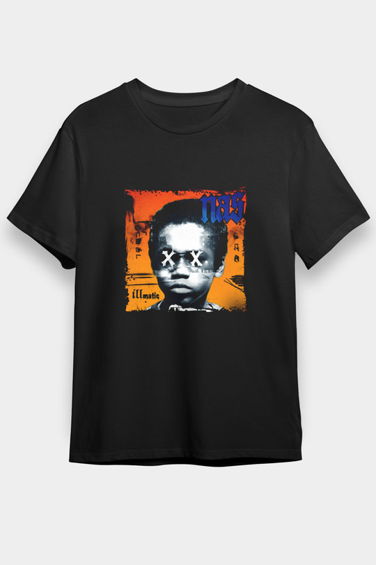 Nas Baskılı Unisex Siyah Tişört