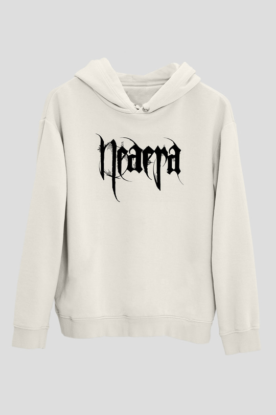 Neaera Baskılı Beyaz Unisex Kapüşonlu Sweatshirt