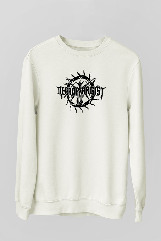 Necrophagist Baskılı Beyaz Unisex Sweatshirt