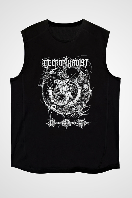 Necrophagist Baskılı Unisex Siyah Kolsuz Tişört - Tshirt