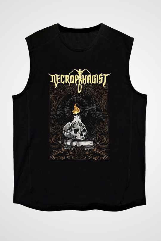 Necrophagist Baskılı Unisex Siyah Kolsuz Tişört - Tshirt