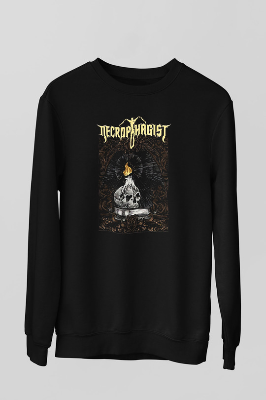 Necrophagist Baskılı Unisex Siyah Sweatshirt